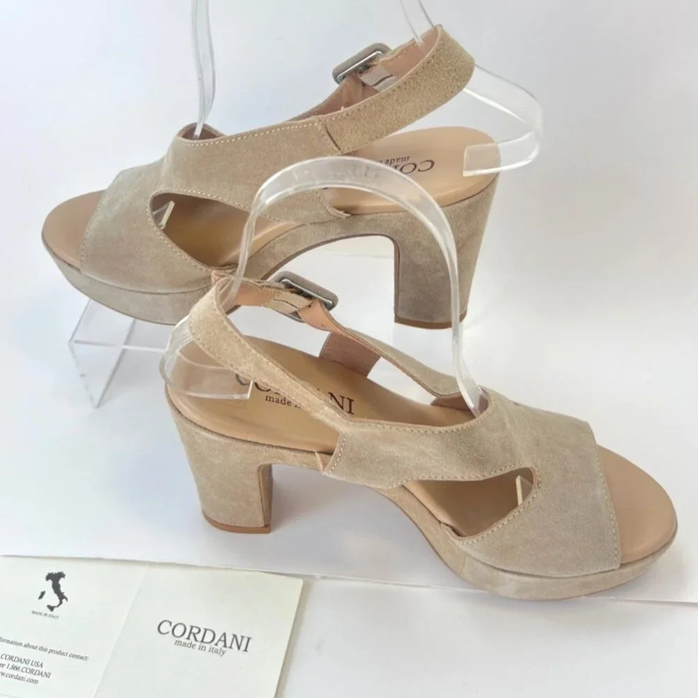 Cordani Taylin Suede Sandals Heeled Women Straps Platform Shoes Size 37 US6.5